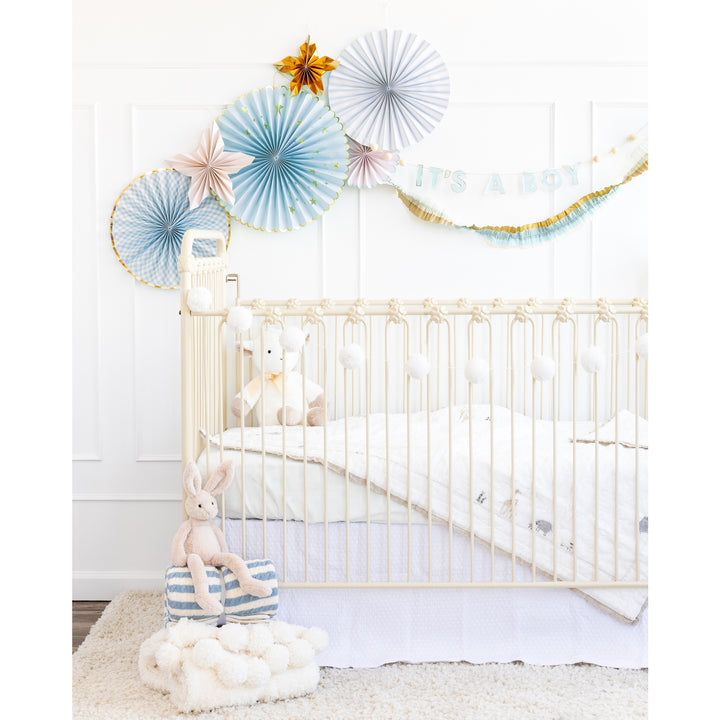 Cream/Blue/Gold Crepe Paper Banner