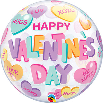 Bubble Valentine's Candy Heart Balloon