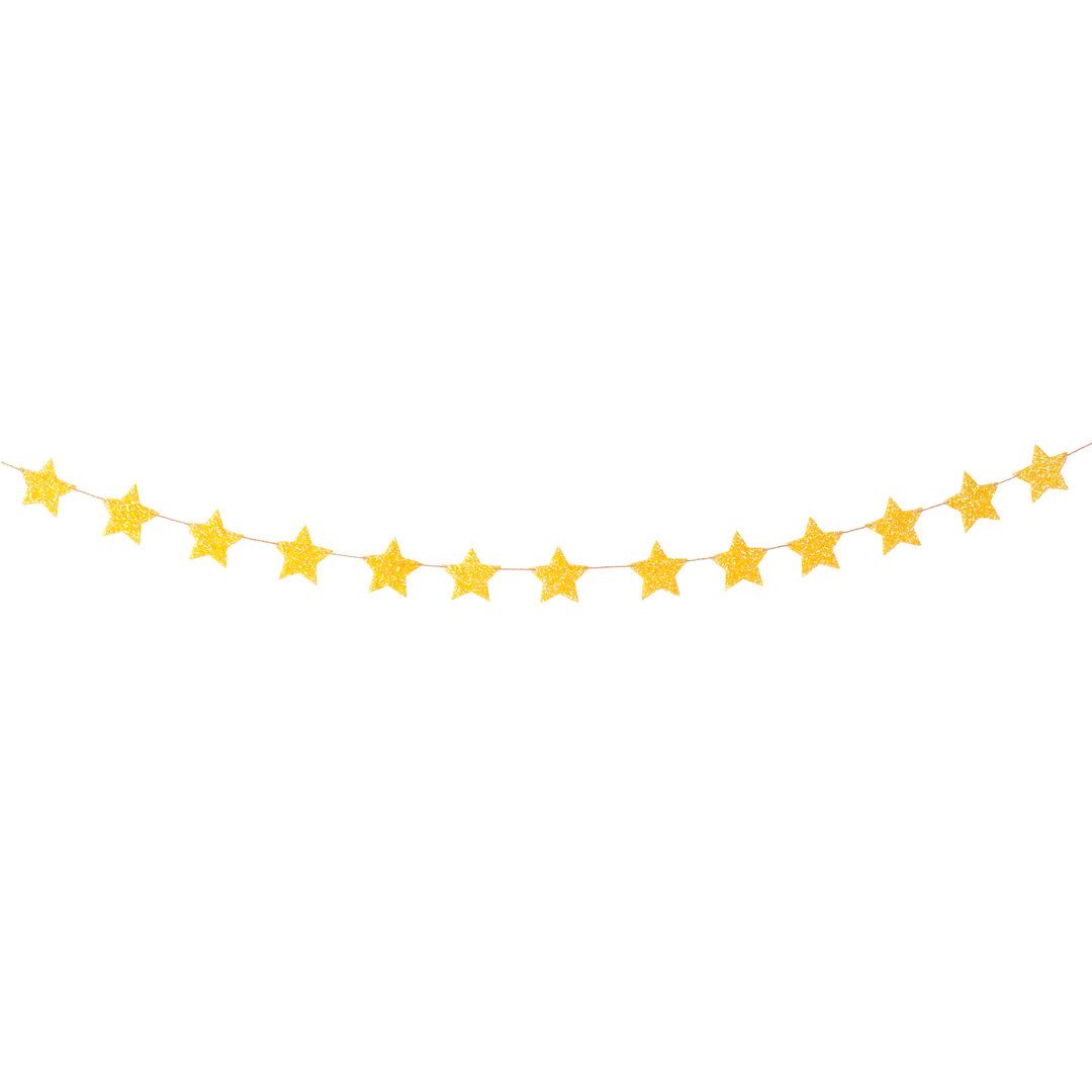 Yellow Tinsel Star Banner