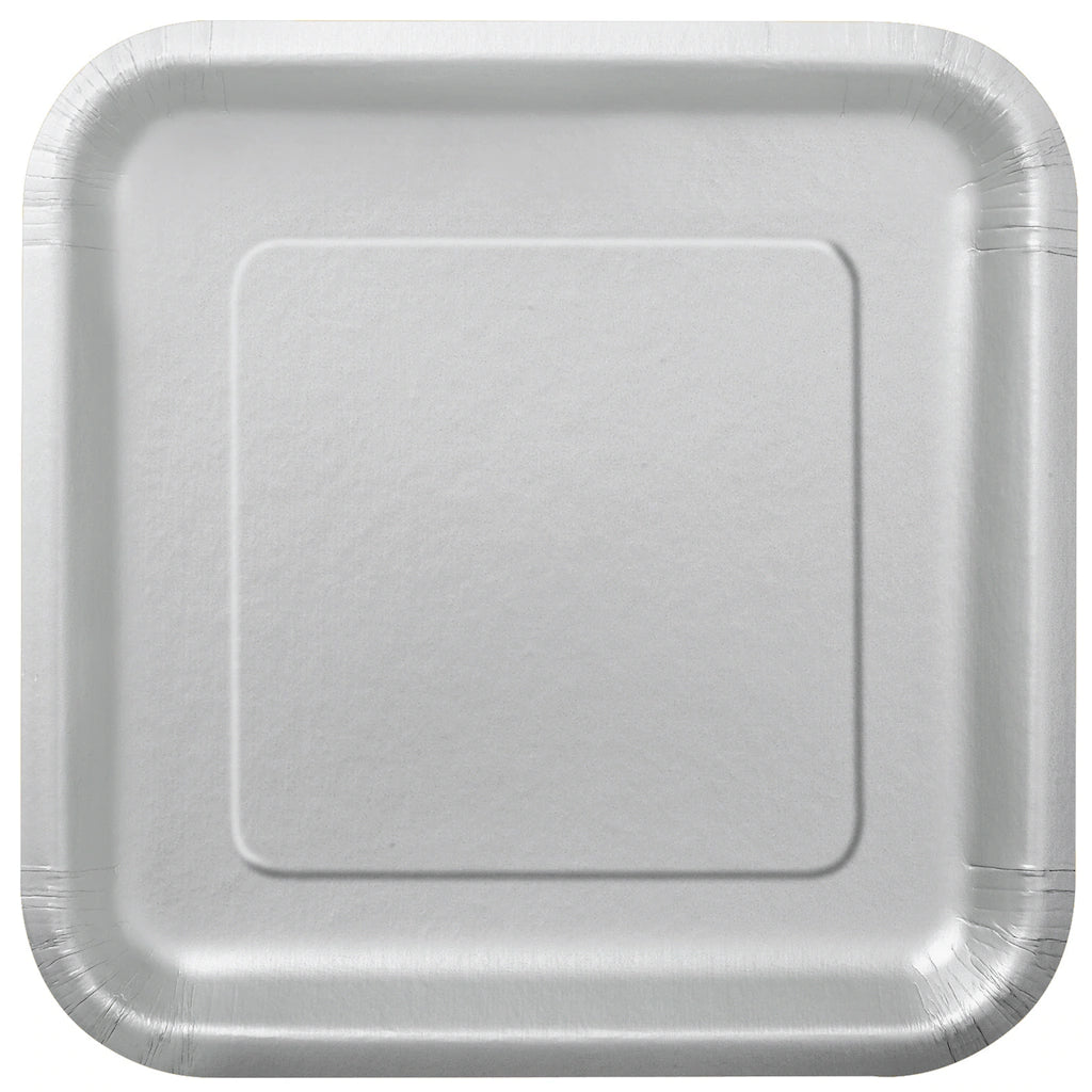 Shimmering Silver Square Dinner Plate (18 per pack)