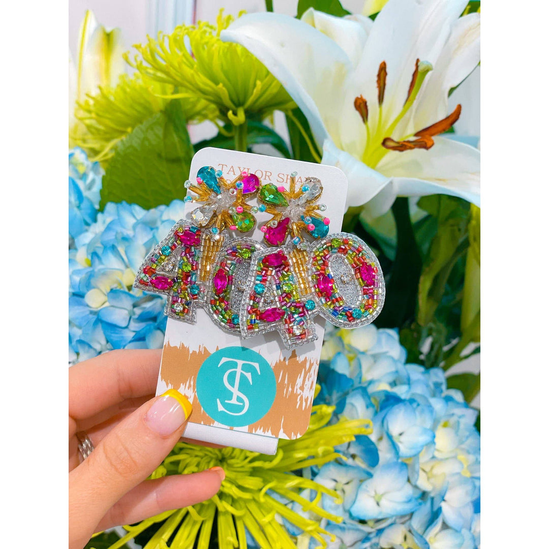 Beaded 40th Birthday Number Earrings