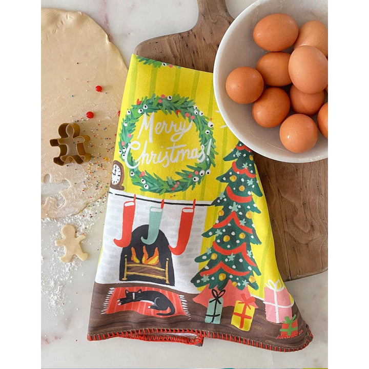 Festive Fireplace Tea Towel