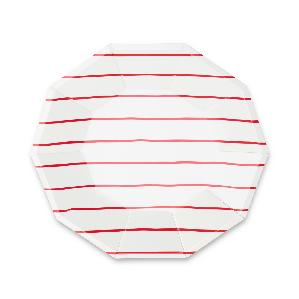 Frenchie Striped Candy Apple Plates Large