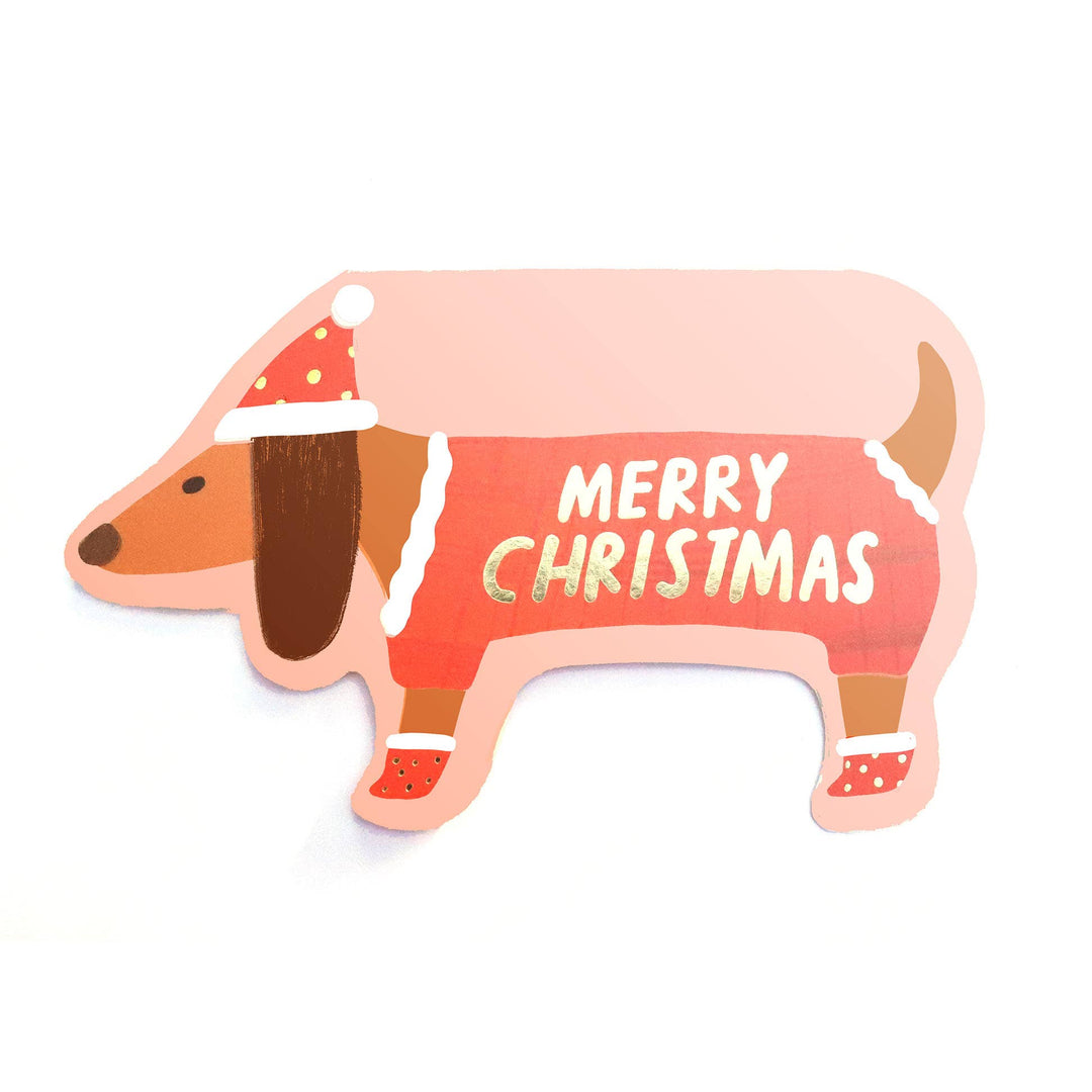 Dachshund Shaped Holiday Card