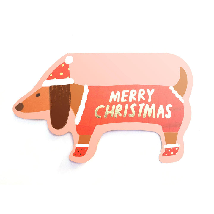 Dachshund Shaped Holiday Card