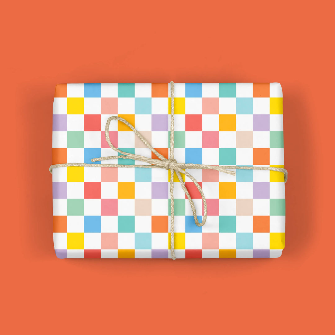 Rainbow Checkerboard Gift Wrap