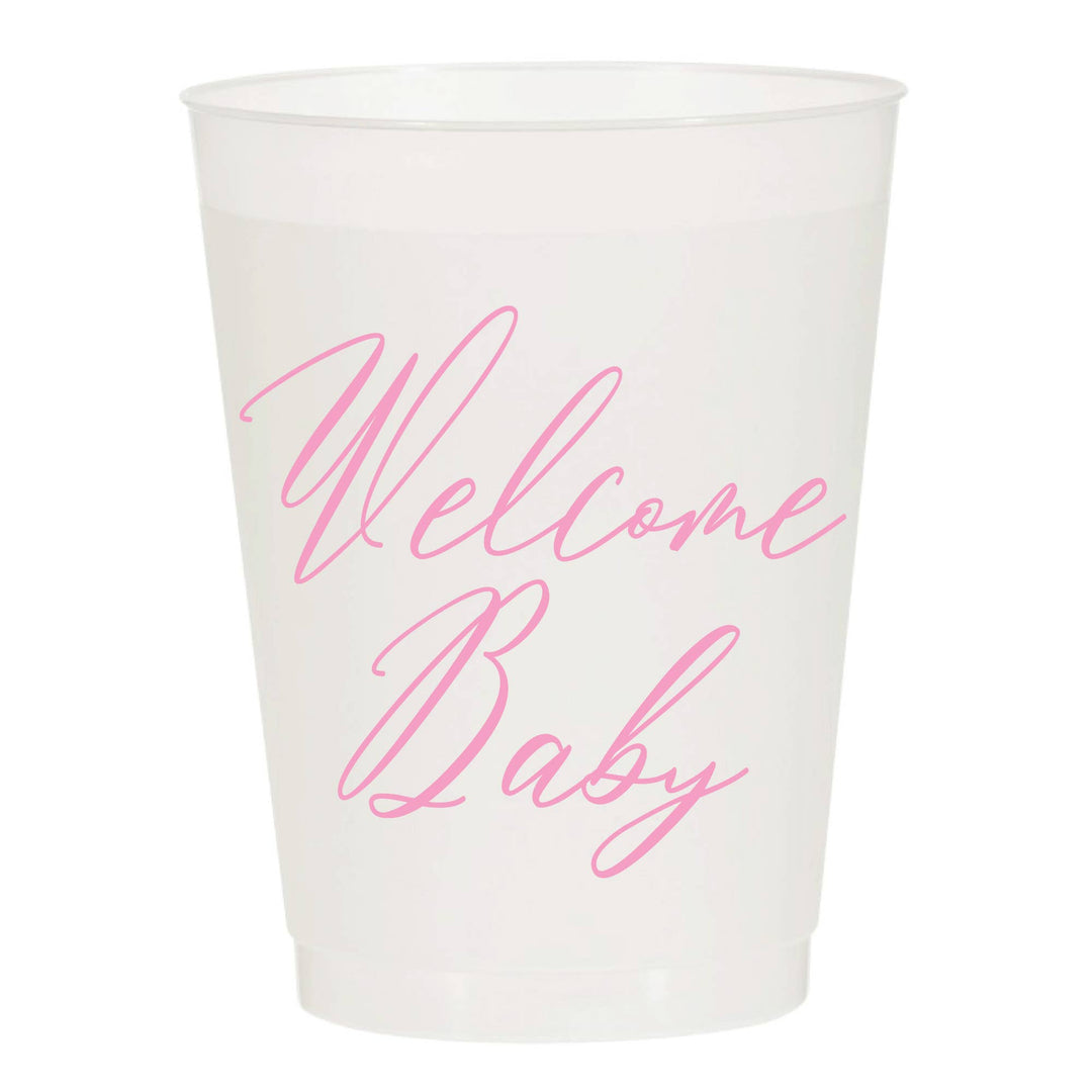 Welcome Baby Pink Shower Frosted Cups