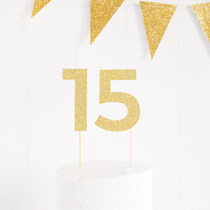 Gold Glitter Number Cake Topper (0-9)