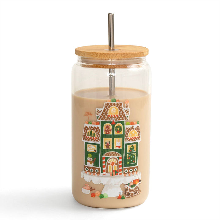 Gingerbread House Glass Can