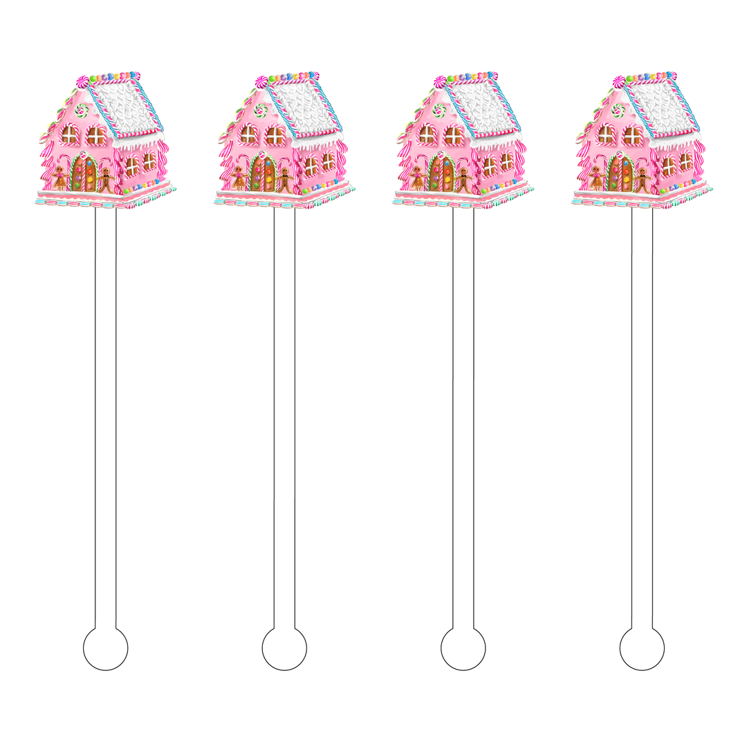 Pretty In Pink Gingerbread House Acrylic Stir Sticks