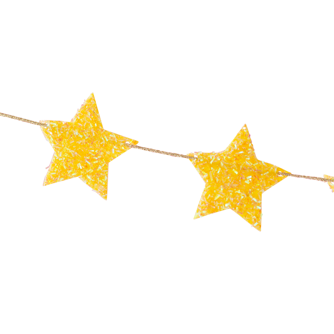 Yellow Tinsel Star Banner