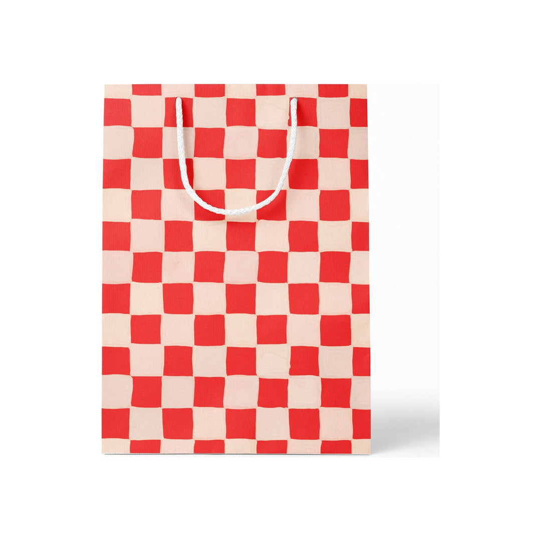 Red Checkered Medium Paper Gift Bag