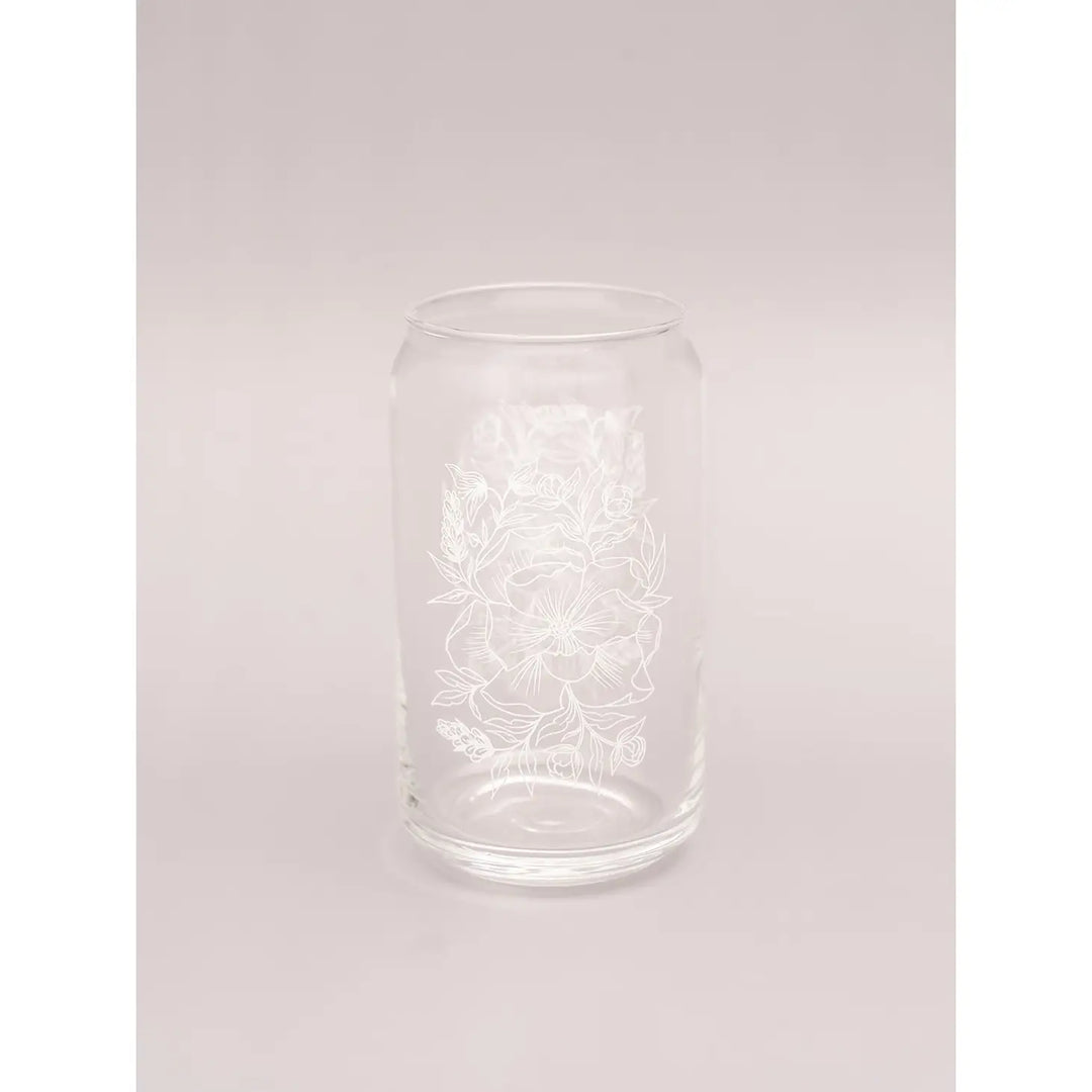 White Peonies Beverage Glass