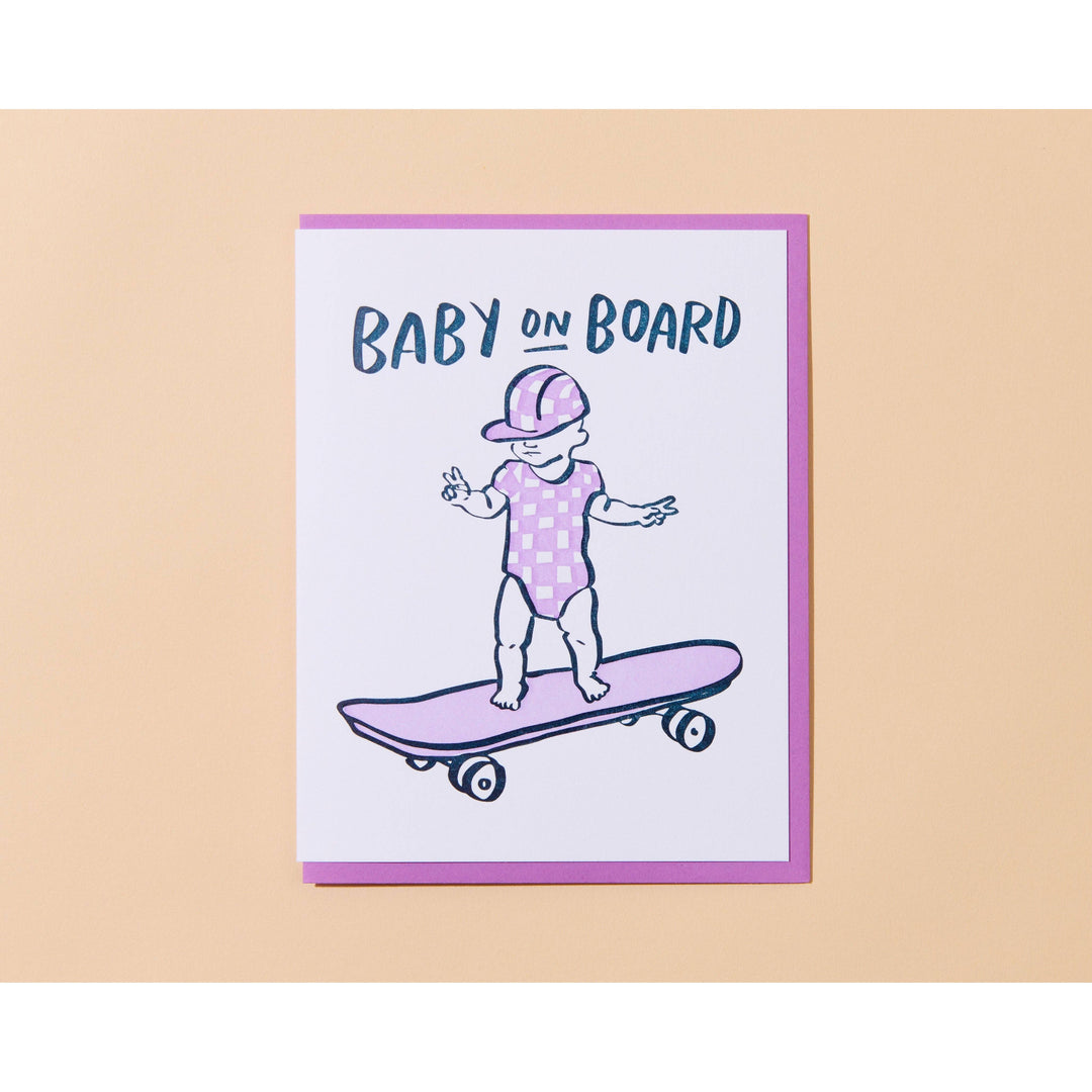 Baby on Board Skateboard Greeting Card