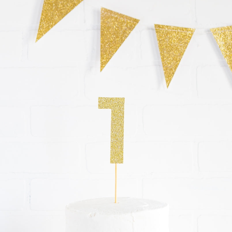 Gold Glitter Number Cake Topper (0-9)