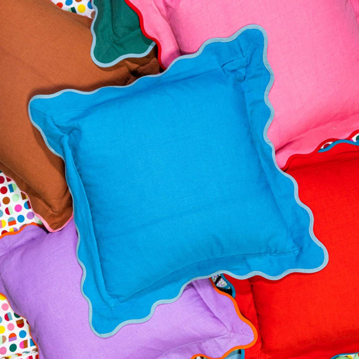 Peacock + Aqua Linen Pillow