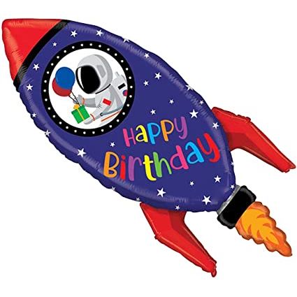 Happy Birthday Rocket Ship 40" Foil Party Balloon
