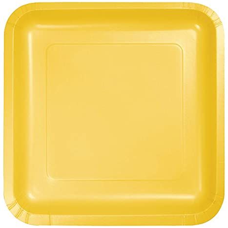 School Bus Yellow Square Dessert Plate (18 per pack)