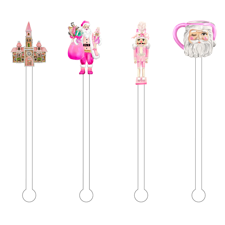 Pretty In Pink Christmas Acrylic Stir Sticks Combo