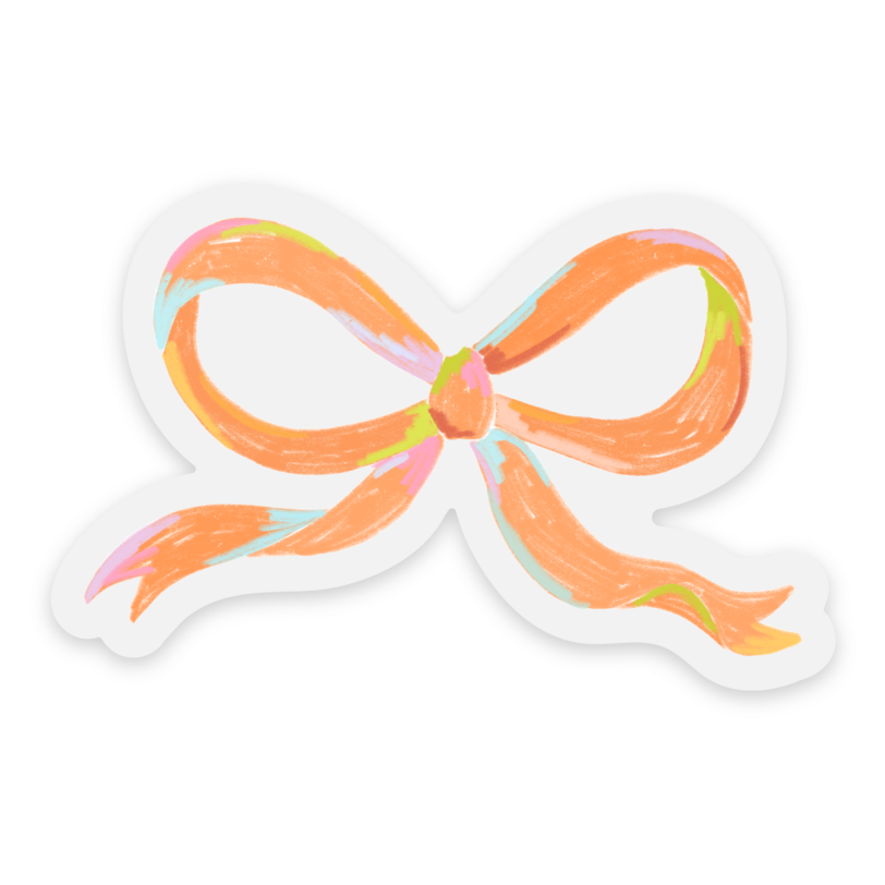 Clear Orange Bow Sticker