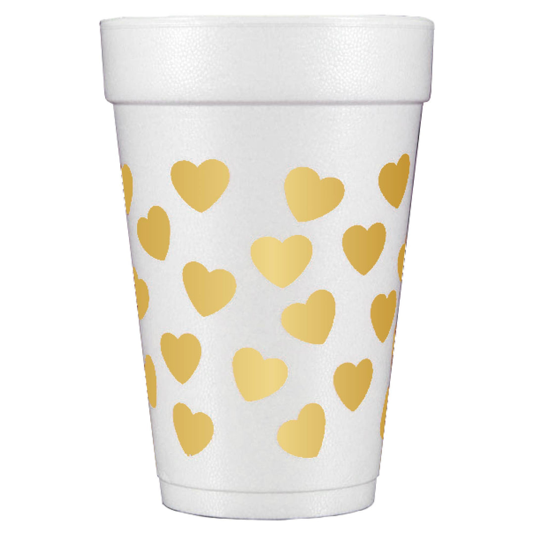 Gold Hearts Valentine's Foam Cups