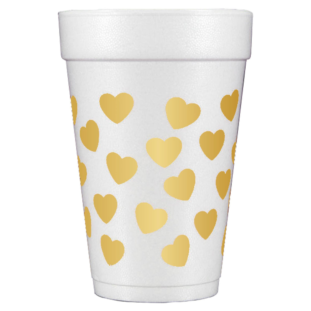 Gold Hearts Valentine's Foam Cups