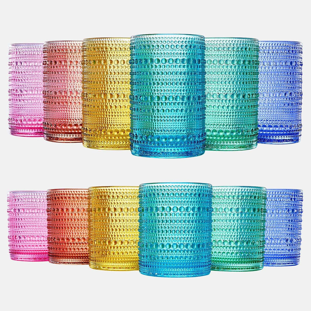 Hobnail Drinking Glasses Colored Beaded Drinking
