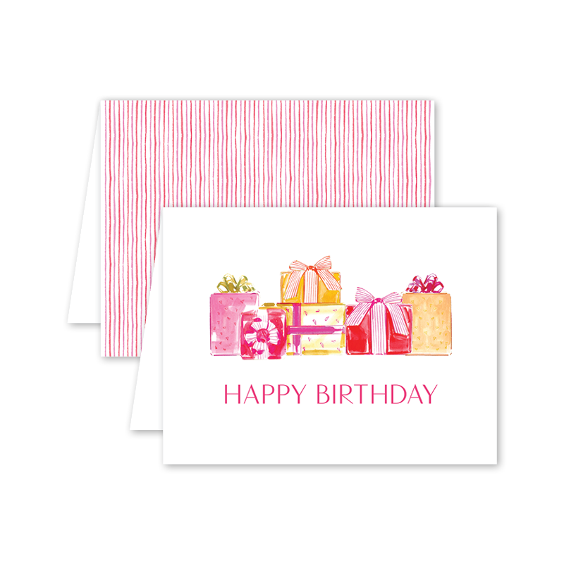 Pink Gifts Birthday Card