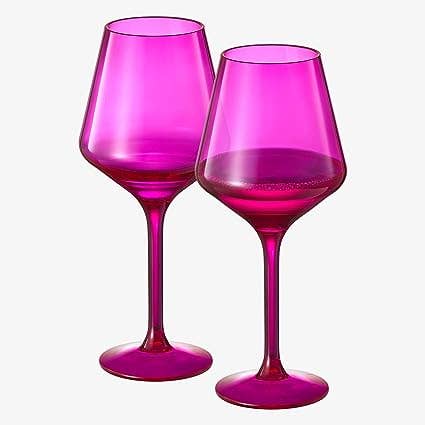 Unbreakable Acrylic Pink Stemmed Wine Glasses