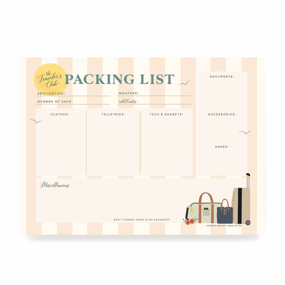 Packing List Notepad 