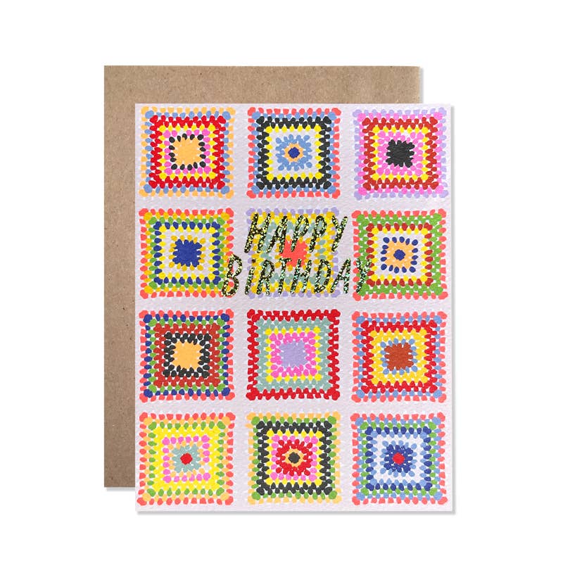 Crochet Quilt Birthday Card