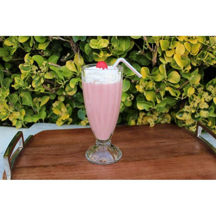 Strawberry milkshake bar cart decor fake drink 