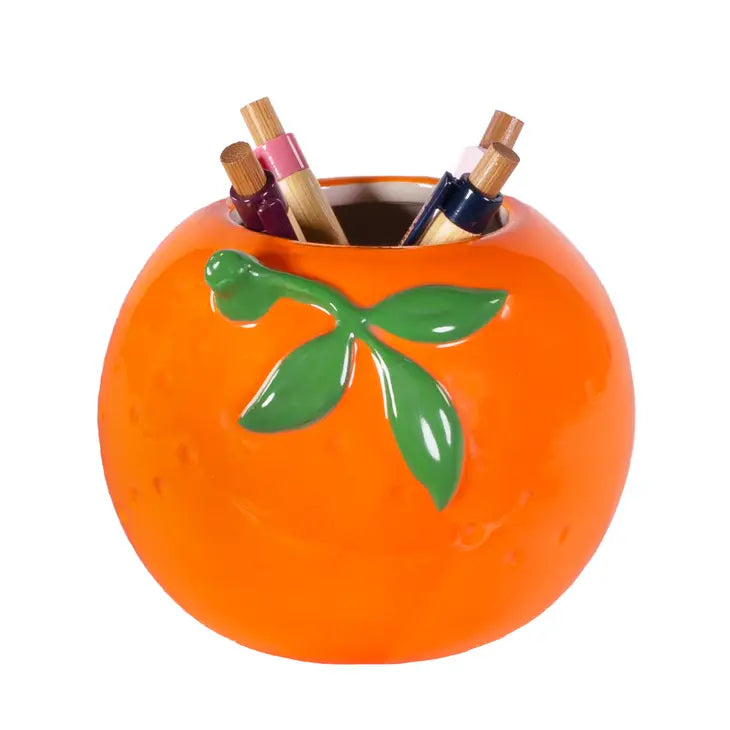 Orange Ceramic Pencil Cup/Planter