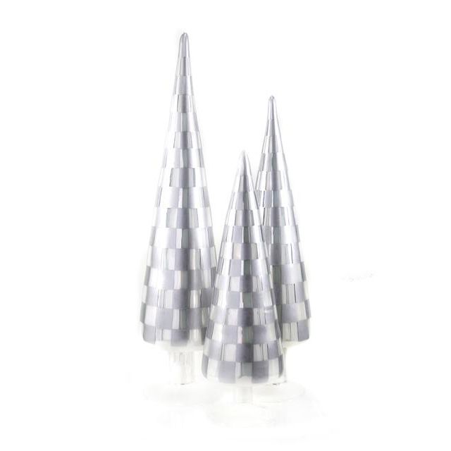 Silver Checkered Trees (Set of 3)