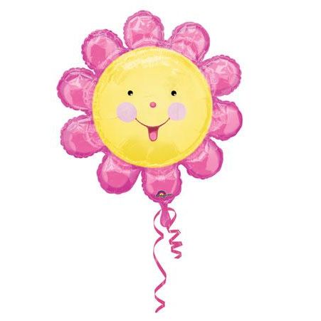 Pink Flower Smiley Balloon