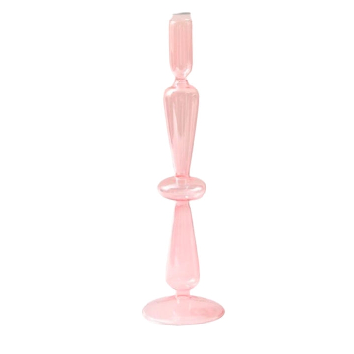 Pink Glass Candlestick Holder