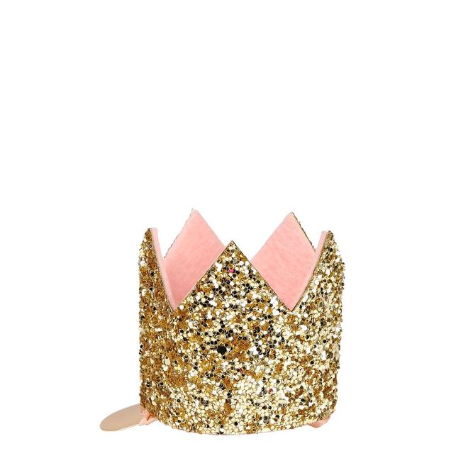 Mini Gold Glitter Crown Hair Clip