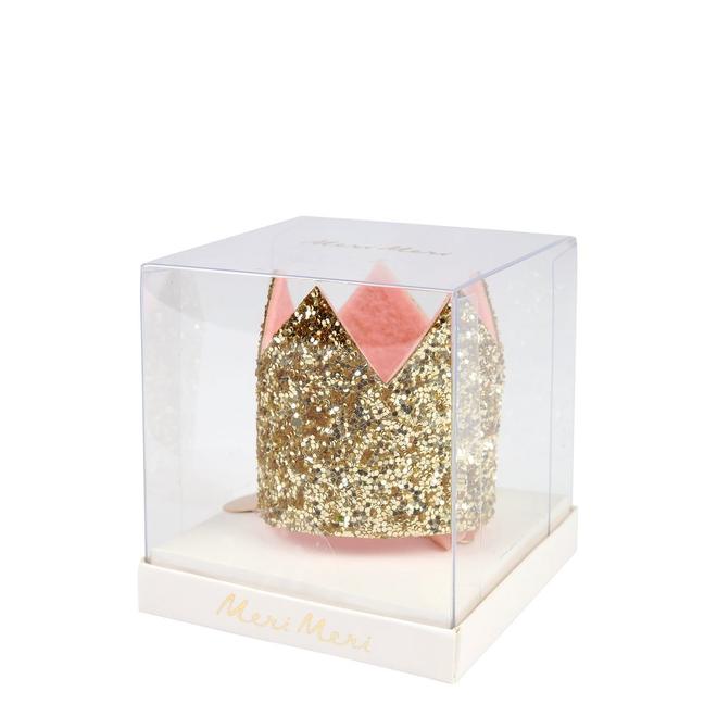 Mini Gold Glitter Crown Hair Clip
