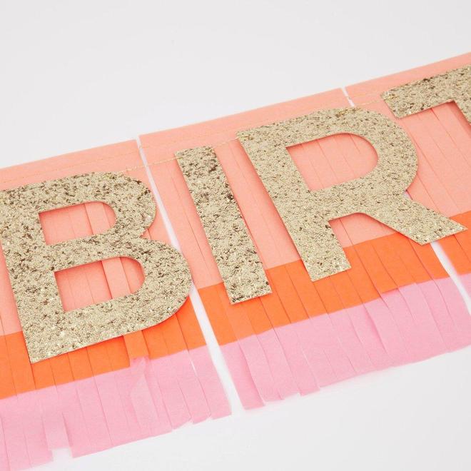 Pink Fringe Happy Birthday Garland