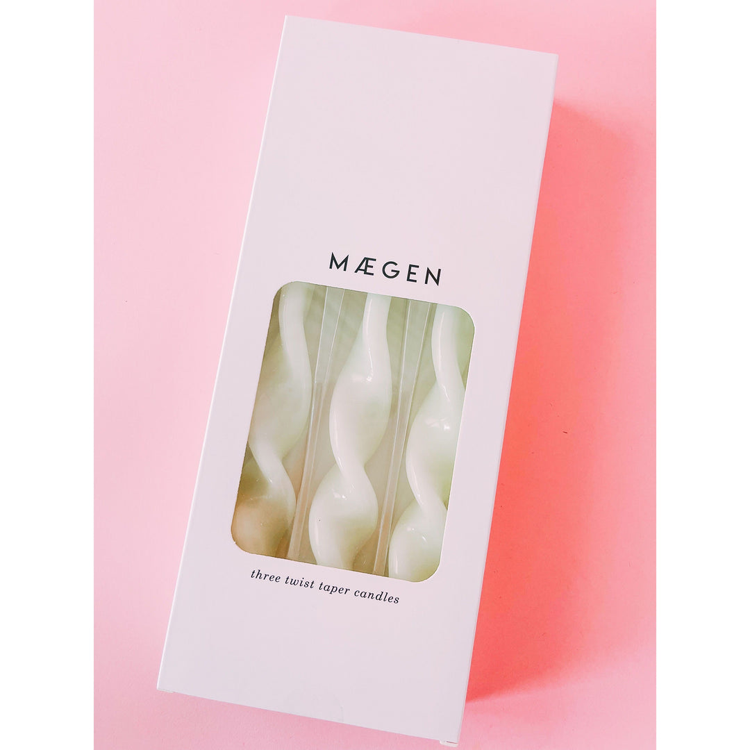 Ice Green Twist Taper Candles