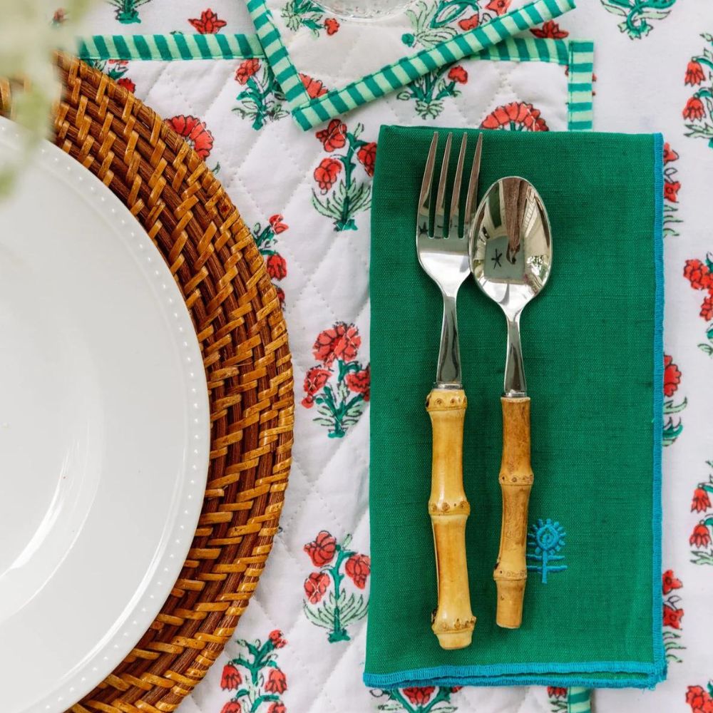 Emerald + Sky Icon Linen Napkin