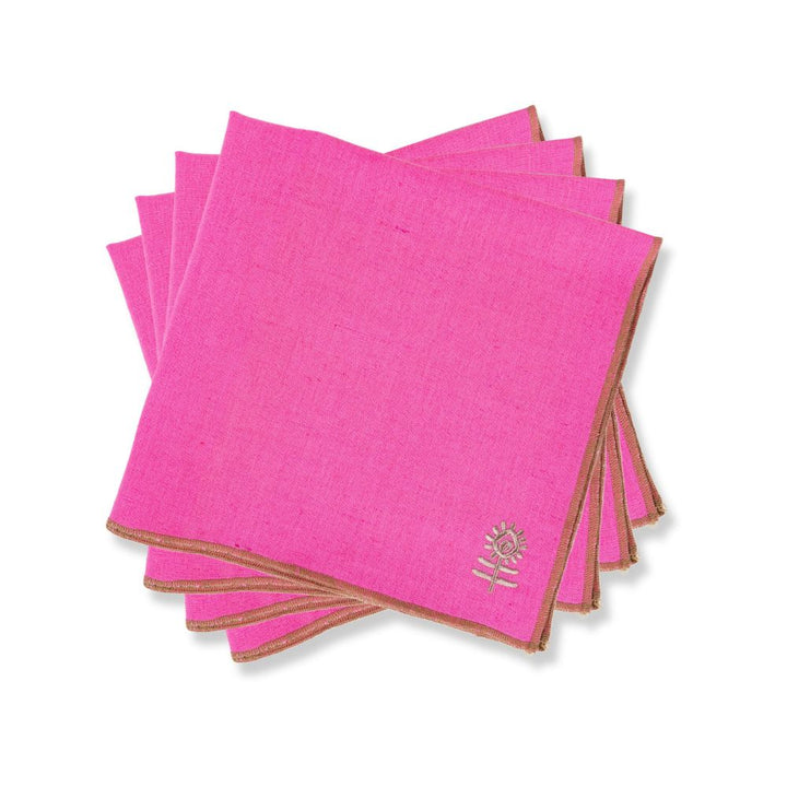 Pink + Khaki Icon Linen Napkin