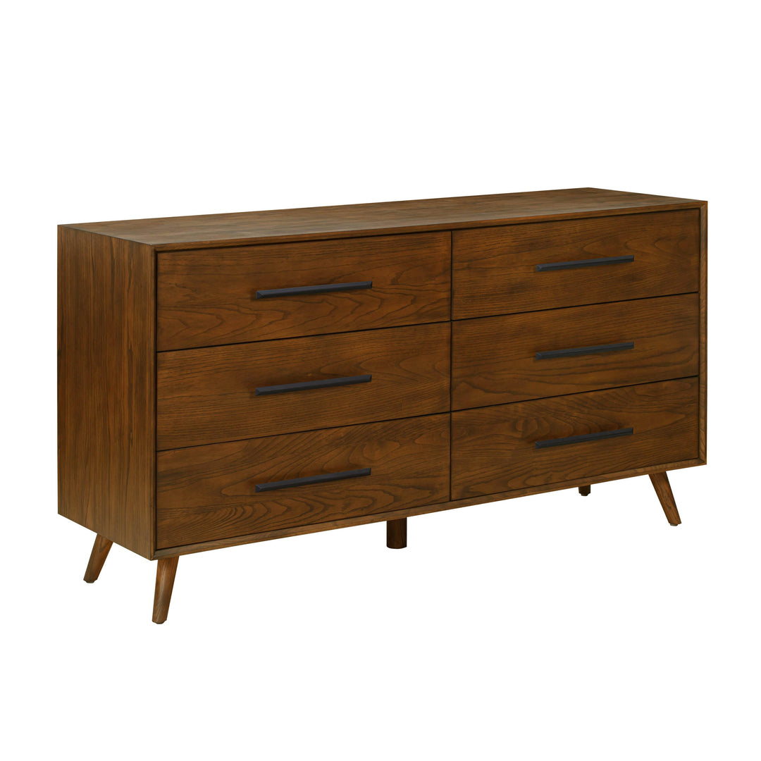 Emery Pecan 6 Drawer Dresser