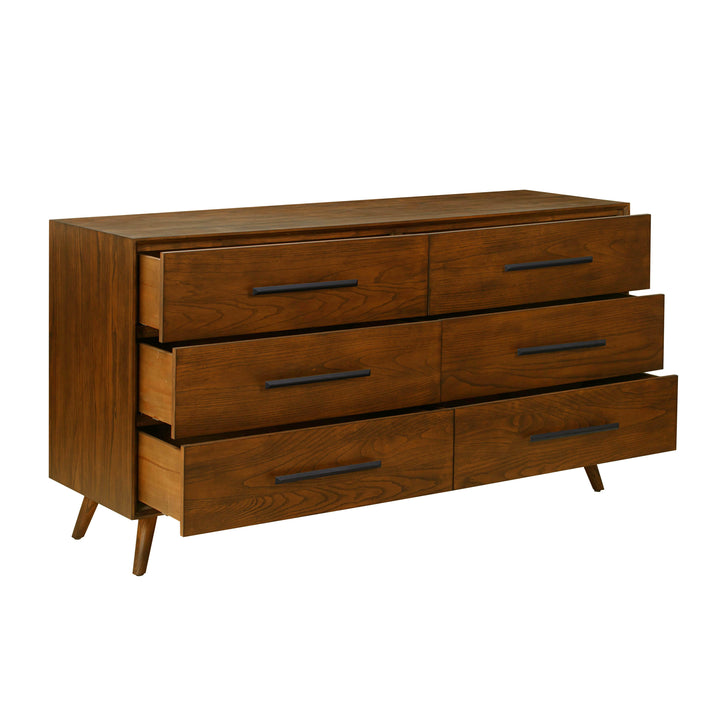 Emery Pecan 6 Drawer Dresser