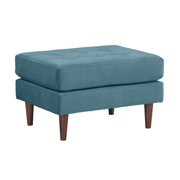 Cave Dusty Blue Velvet Ottoman