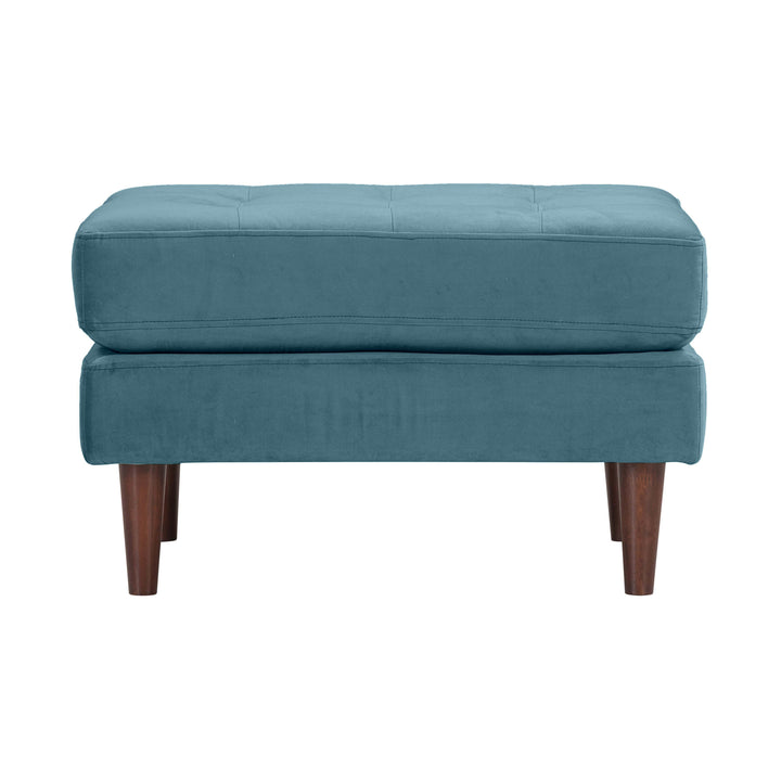 Cave Dusty Blue Velvet Ottoman