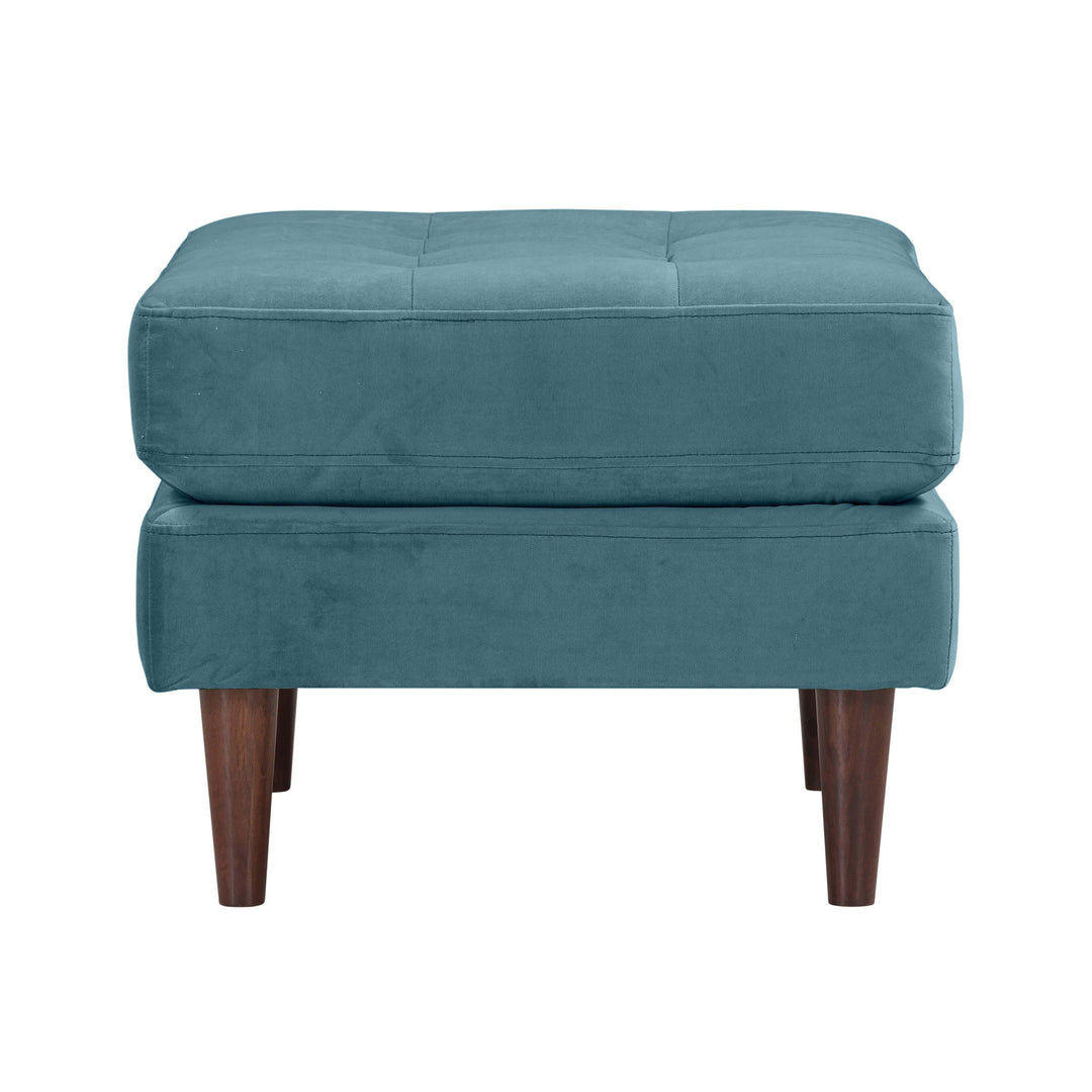 Cave Dusty Blue Velvet Ottoman