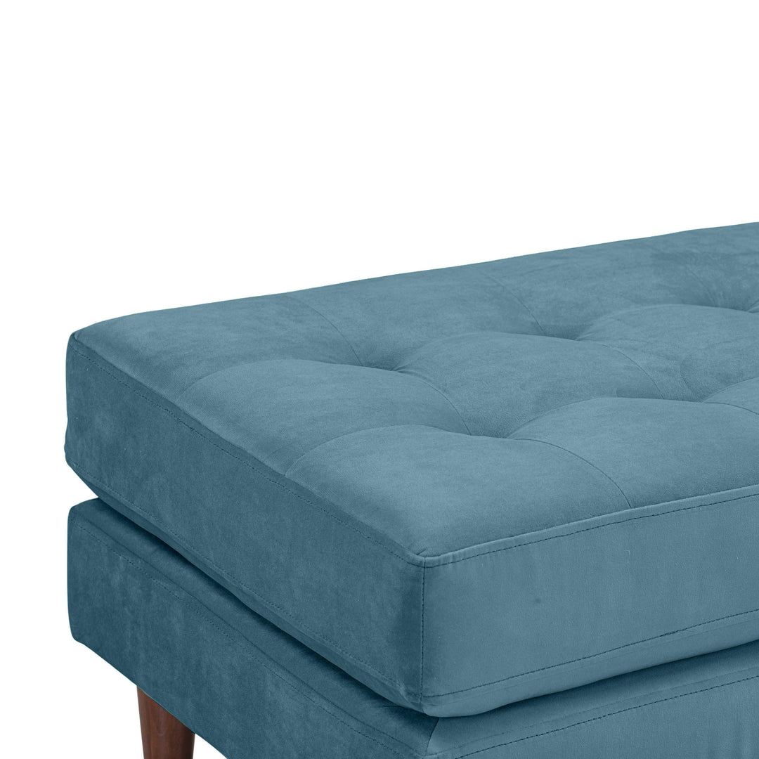 Cave Dusty Blue Velvet Ottoman