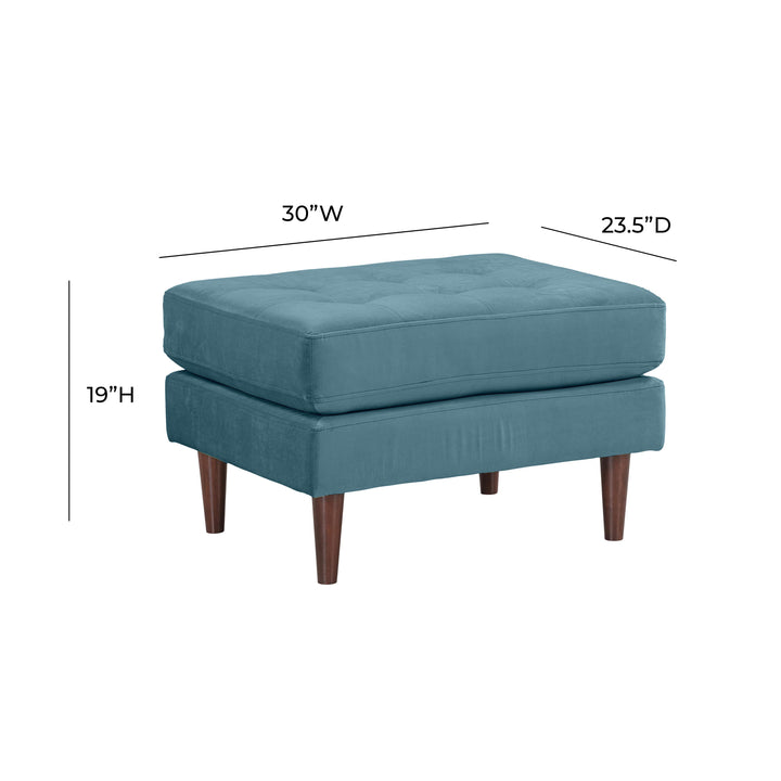 Cave Dusty Blue Velvet Ottoman