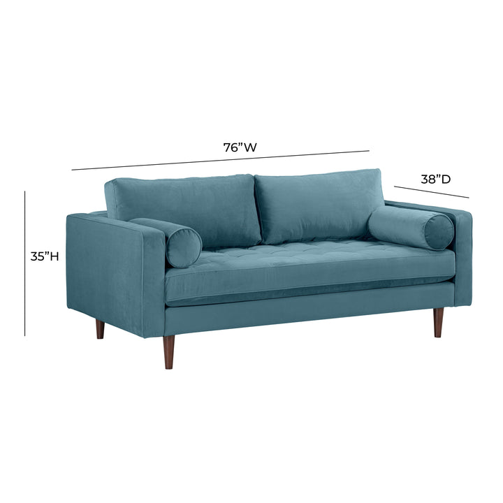 Cave Dusty Blue Velvet Loveseat